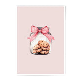 Cookie Jar Photographic Prints, Pink Bow Art Print, Sweet Treats Wall Art, Cute Kitchen Decor, Watercolor Food Print, Home Decor - Tawshia